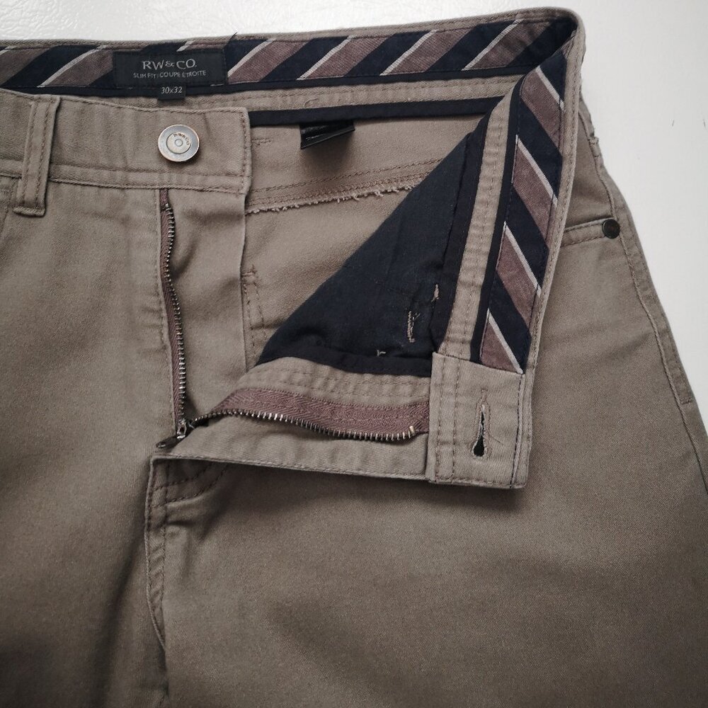 RW&CO Men's Size 30/32 Tan Slim Zipper & Button Closure Casual Pants - Picture 8 of 13
